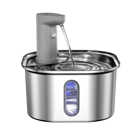 PuraFlow™ Cordless Stainless Steel Motion-Sensor Pet Fountain (3.2L)